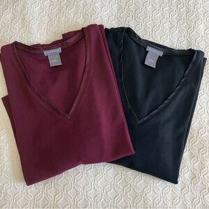 Ann Taylor V-Neck Tops 3/4 Sleeves Size Small